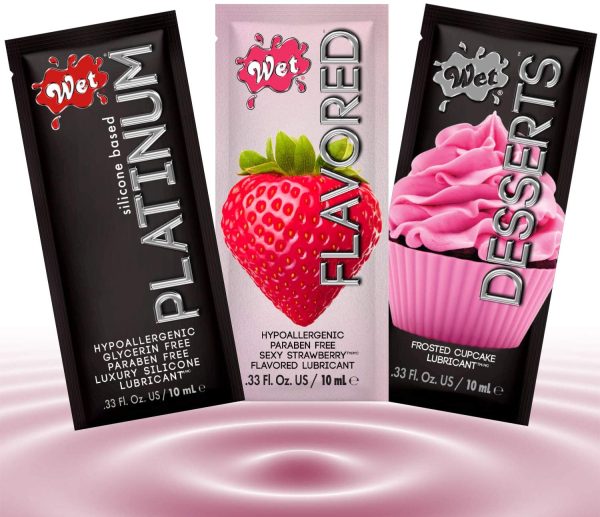 Wet Seduction Set 3 Pack Flavored Water-Based Edible Lube & Silicone, Premium Personal Lubricant, for Men, Women and Couples, Ideal for Foreplay, Paraben Free, Gluten Free, Stain Free, Sugar Free