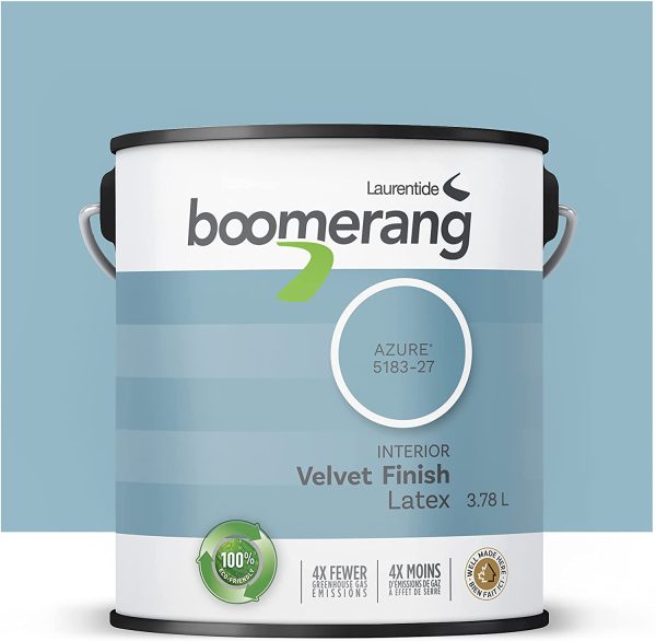 Peinture Boomerang 100% responsable, Latex Int??rieur, Finis Velours (Azur/Azure)