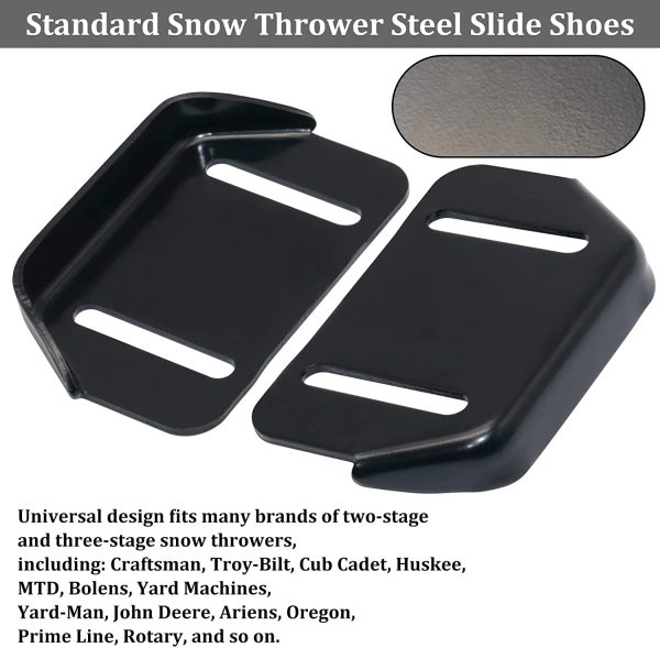 KOOTANS 1pair 784-5580 Snow Thrower Slide Plate Shoes Heavy Duty Metal Snow Blower Slide Skids Replace for MTD 784-5580-0637 Cub Cadet Yardman Troy Bilt Craftsman, for Stens 780-420 (Black) - Image 3