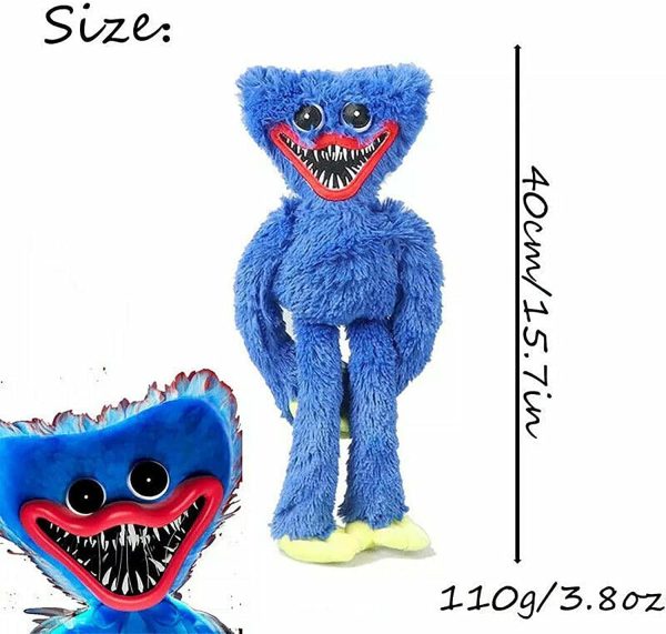 Poppy Playtime Huggy Wuggys Plush Toy, Horror Game Doll Monster Doll Toy Gifts for Game Fan Birthday Horror Stuffed Doll Gifts (Blue)