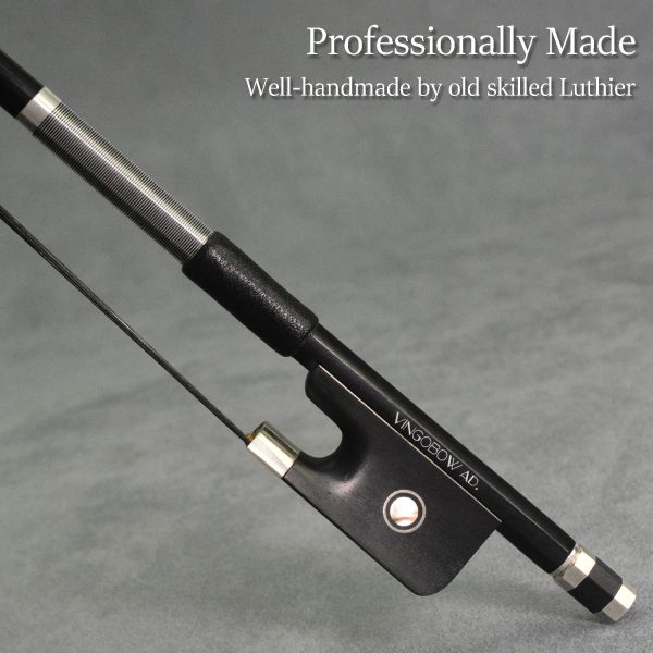 NEW 4/4 Size Natural Black Horsehair Carbon Fiber Cello Bow - Image 6