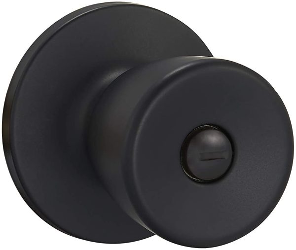 Amazon Basics Tulip Door Knob With Lock, Privacy, Matte Black - Image 5