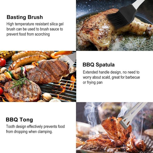 BBQ Tools ,Portable Case Stainless Steel Barbecue BBQ Set ,18 PCS barbeque accessories, Stainless Steel Grill Tools Set for Smoker,Camping, Kitchen,Outdoor Grilling Kit Barbecue Grill Utensils for Outdoor Picnic Campin - Image 4