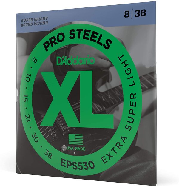 D'Addario EPS530 ProSteels Electric Guitar Strings, Extra-Super Light, 8-38 - Image 2