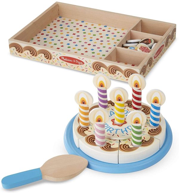 Melissa & Doug Birthday Party Cake - Wooden Play Food With Mix-n-Match Toppings and 7 Candles - Image 6