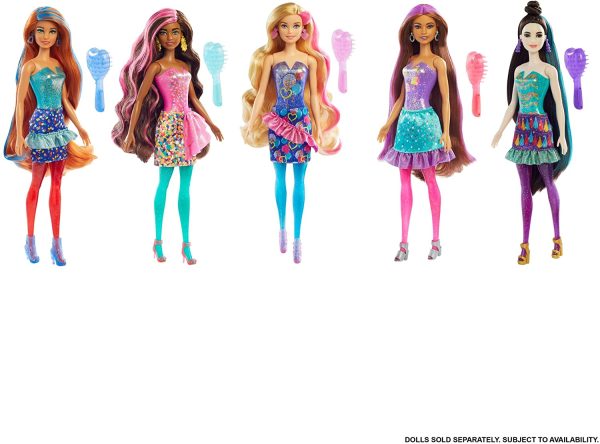 Barbie Color Reveal Doll with 7 Surprises: 4 Bags Contain Skirt, Shoes, Earrings & Brush; Water Reveals Confetti-Print; Doll’s Look & Color Change on Hair & Face; Party Series; 3 Year Olds & Up - Image 2