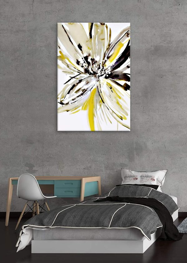 Black and White Yellow Abstract Flower Wall Art Decor Canvas Painting Kitchen Prints Pictures for Home Living Dining Room - Image 3