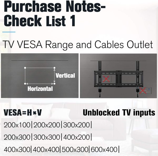 TV Wall Mount for Most 37-70" TVs, Tilting TV Mount Low Profile up to VESA 600x400mm and 132 LBS Loading, Fits 16", 18", 24" Studs, Easy for TV Centering and Space Saving MD2268-LK - Image 8