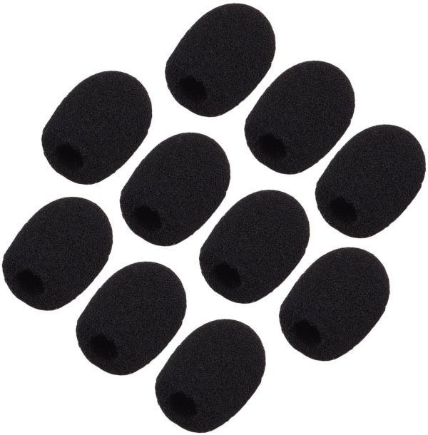 Sunmns ch05-cover Mini Lapel Headset Microphone Windscreen Foam Cover, Black, 10 Piece - Image 4