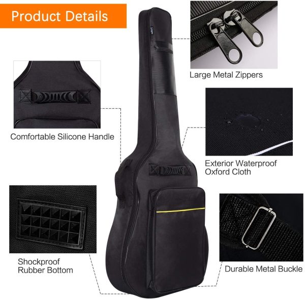 CAHAYA Guitar Bag Gig Bag Padded Backpack Oxford Cloth Water-Resistant with Large Pockets for Guitars (Acoustic Guitar Bag) CY0152 - Image 4