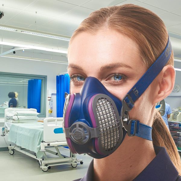 SPR643 Elipse Without Exhalation Valve Dust Half Mask Respirator with Replaceable and Reusable Filters Included, Blue, S/M Size - Image 4