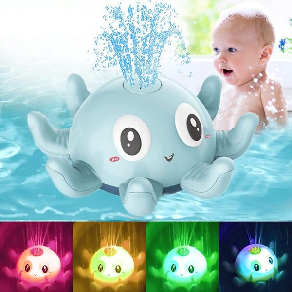 Baby Bath Toys, Octopus Toys That Can Squirt Water and Light Up, Baby Pool Shower Bathroom Toys, Ideal Gifts for Boys and Girls (Blue) - Image 7