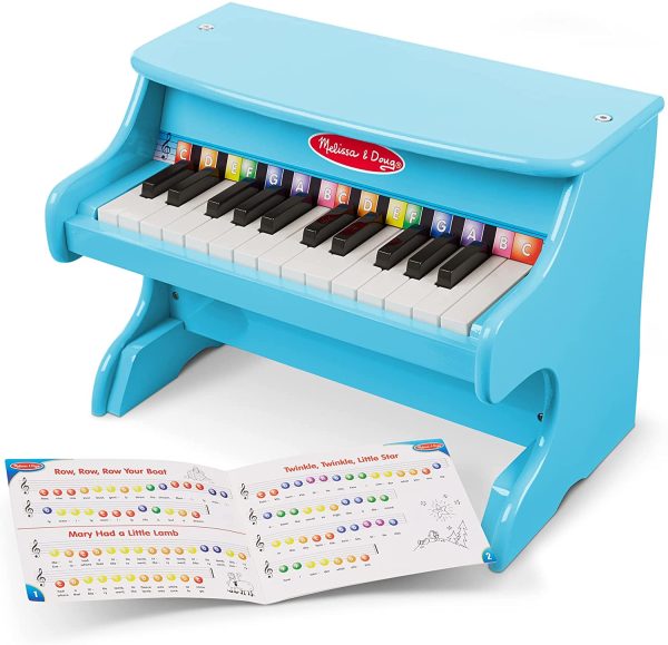 Melissa & Doug Learn-to-Play Piano with 25 Keys and Color-Coded Songbook - Blue - Image 4