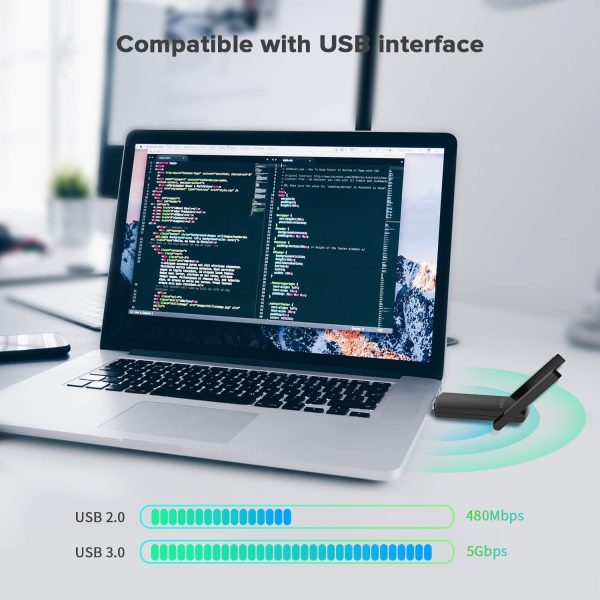Wireless USB WiFi Adapter for PC Desktop Laptop 1300Mbps Dual Band 2.4/5GHz Network Adapter USB 3.0 WiFi Dongle, w/External 2x3dBi Antennas, Support Windows 7/8/8.1/10/11, Mac OS 10.9-10.15 - Image 8