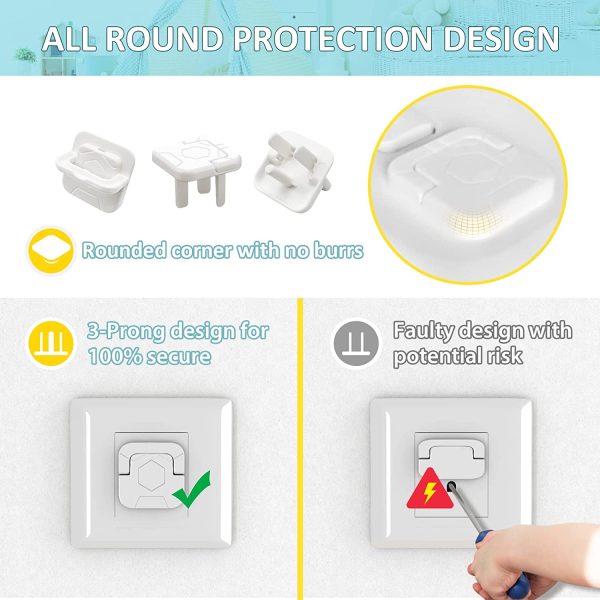 Baby Proofing Outlet Covers (60 Pack) Electric Outlet Pulg Covers for Baby Safety Socket Cover Protector Cap to Prevent Your Child from Power Shock Hazard - Image 6