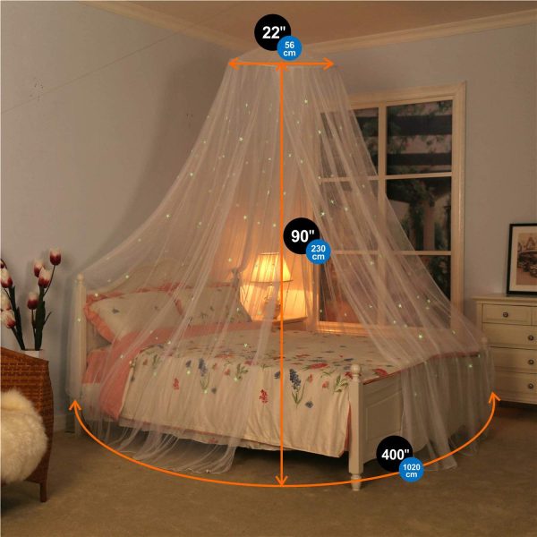 Bed Canopy with Fluorescent Stars Glow in Dark for Baby, Kids, Bed Netting Use to Cover The Baby Crib, Kid Bed, Girls Bed Or Full Size Bed, Fire Retardant Fabric - Image 5