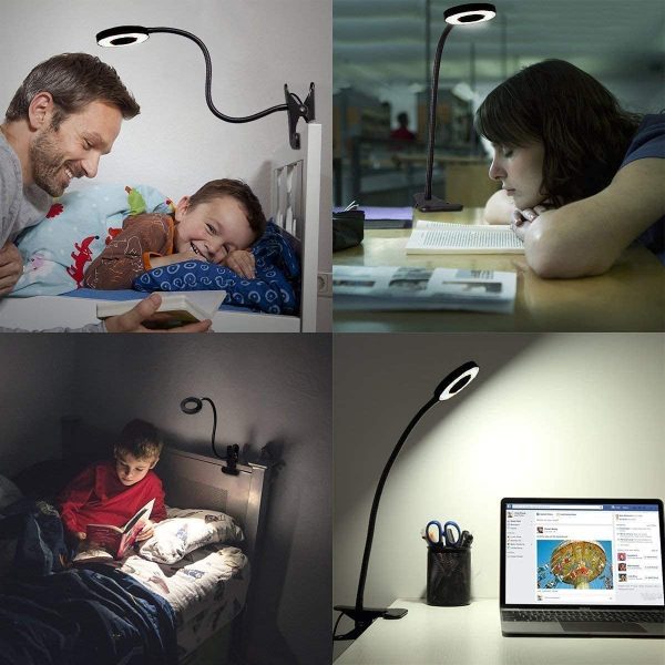 Desk Lamp,LED Clip on Light Reading Lights USB Book Clamp Light with 2 Color Modes Eye Protection Kids Desk Lamp 360 ° Flexible Gooseneck Bed Night Light for Study, Reading, Work, Makeup, Fill Light - Image 4