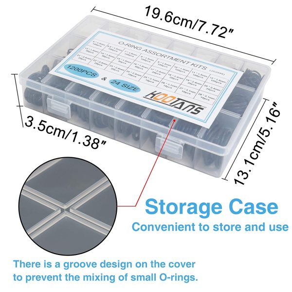 KOOTANS 1200Pcs Nitrile Rubber O Ring Kit 24 Sizes O Rings Assortment Kit Set Sealing Washer NBR Metric o-Ring Assortment for Plumbing, Gas, Automotive and Faucet Repair, Resist Oil and Heat O-Rings - Image 5