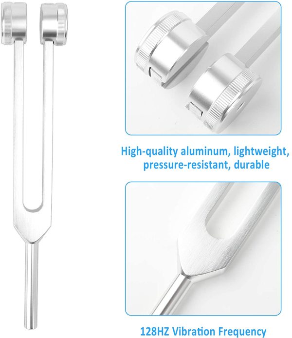 1 PCS Tuning Fork, 128HZ Medical Tuning Fork Aluminum Tuning Fork Instrument with 1 PCS Percussion Hammer Mallet Applied in Clinic Music Room Health Club - Image 5