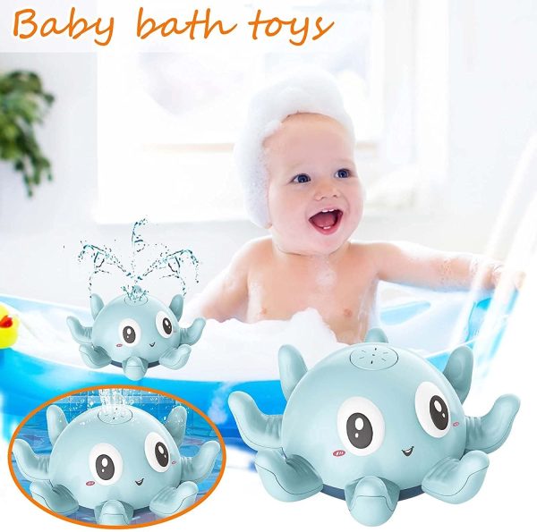 Baby Bath Toys, Octopus Toys That Can Squirt Water and Light Up, Baby Pool Shower Bathroom Toys, Ideal Gifts for Boys and Girls (Blue) - Image 5