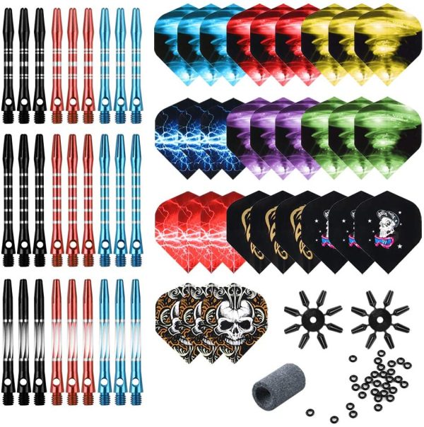 Dart Accessories Kit Including Aluminum Dart shafts,Dart Flights, Flight Savers, Sharpener, O-Rings -Bulk Pack of 104 Pieces - Image 2