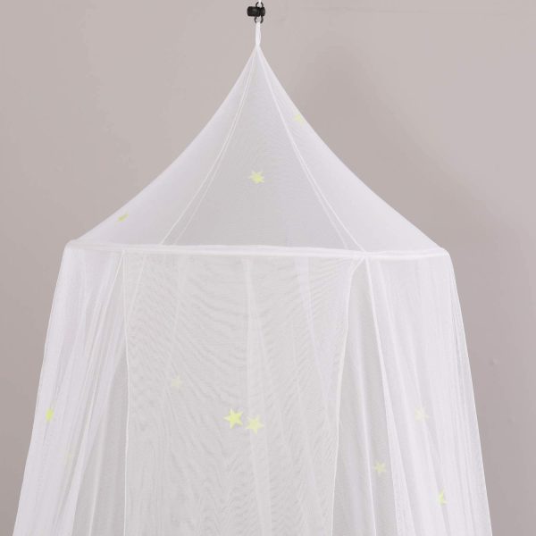 Bed Canopy with Fluorescent Stars Glow in Dark for Baby, Kids, Bed Netting Use to Cover The Baby Crib, Kid Bed, Girls Bed Or Full Size Bed, Fire Retardant Fabric - Image 7