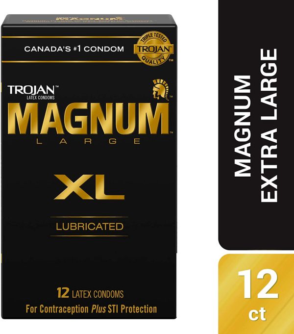 TROJAN Magnum XL Extra Large Size Lubricated Latex Condoms, 12 Count - Image 8