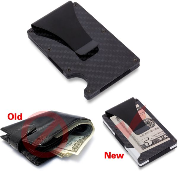 Carbon Fiber Wallet RFID Blocking Credit Card Holder Metal Wallet with Money Clip Screw Fixation Elastic Band Screwdriver - Image 5