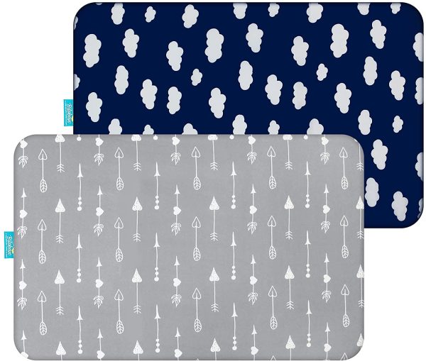 Biloban Pack N Play Sheet Fitted Cosco Funsport/Graco Playard Well 2 Pack ( 39 x 27in ), Portable Playard | Mini Crib Sheets, Ultra Soft Microfiber Pack N Play Sheets, Navy Cloud & Grey Arrowhead, Preshrunk - Image 7