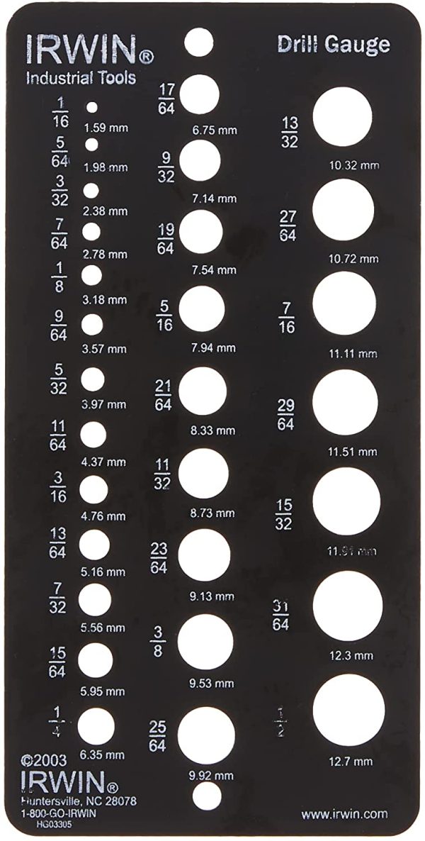 12092 1/16-to-1/2-Inch 29-Hole Steel Drill Bit Gauge