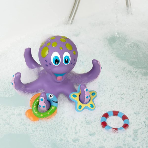 Nuby Floating Purple Octopus with 3 Hoopla Rings Interactive Bath Toy - Image 9