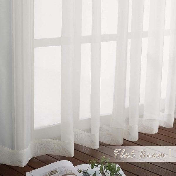 NICETOWN Sheer Drape for Large Window - 100" Width by 108" Length Solid Sheer Voile Window Drape Panel for Patio/Sliding Door/Living Room (Beige, 1 Pack) - Image 3