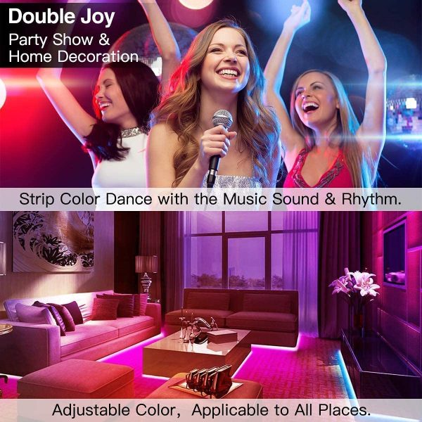 L8star Color Changing Light Strips SMD 5050 RGB LED Lights with Bluetooth (16.4ft) - Image 4