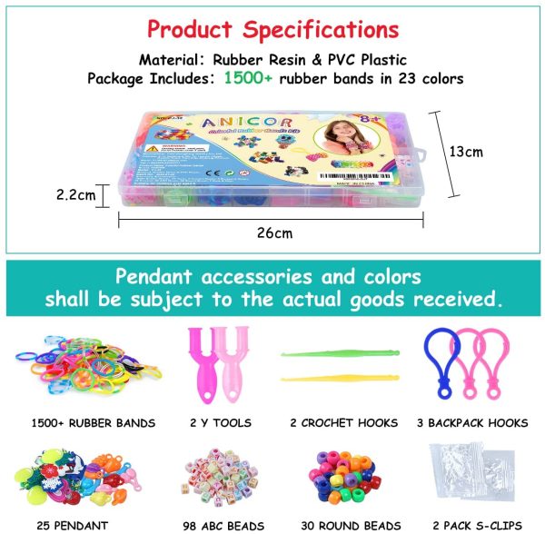 Rubber Bands Kits Bracelet Making Kit for Girls Rubber Bands Kits with Storage Container 23 Colors DIY Birthday Gift for Girl Craft Kits for Kids Friendship Gift - Image 9