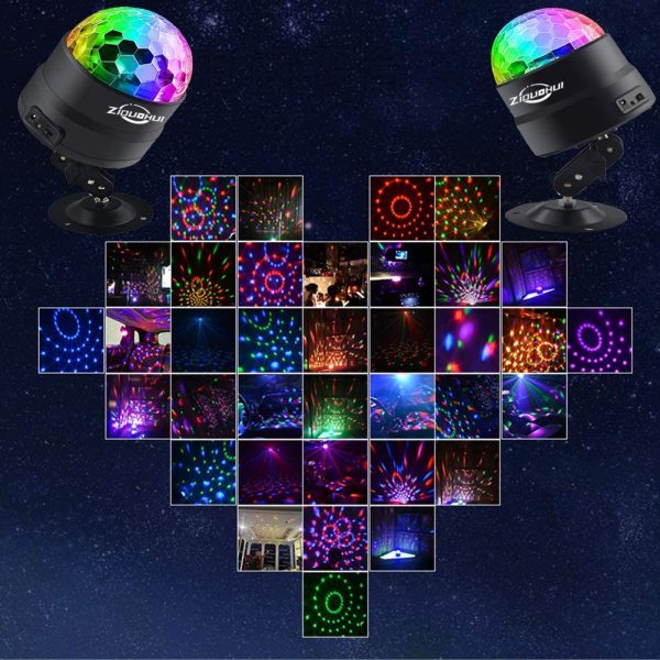 Ziduohui Party Lights Disco Ball, Color Disco Lights Sound Activated Strobe Light with USB Powered Remote Control DJ Lights for Home Room Parties, Wedding, Show, Birthday, Club, Pub, Xmas - Image 6