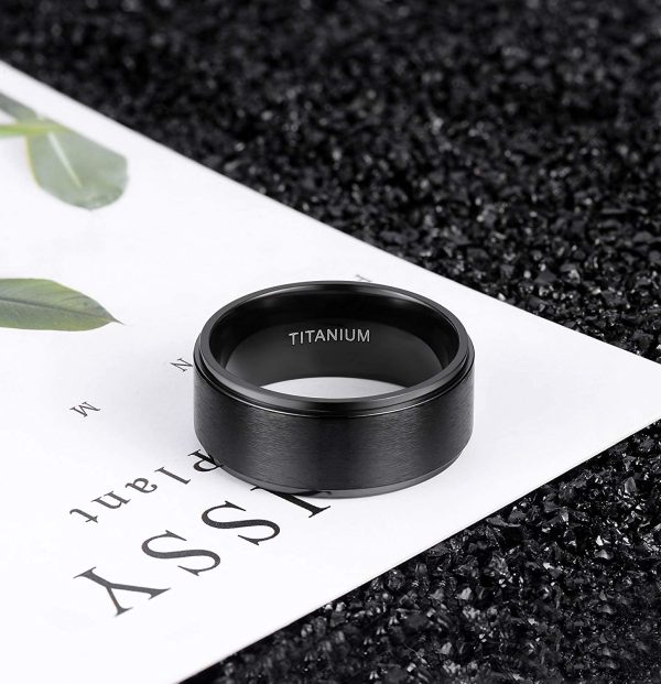 TIGRADE 4mm 6mm 8mm 10mm Black Titanium Rings Wedding Band Matte Comfort Fit for Men Women - Image 3