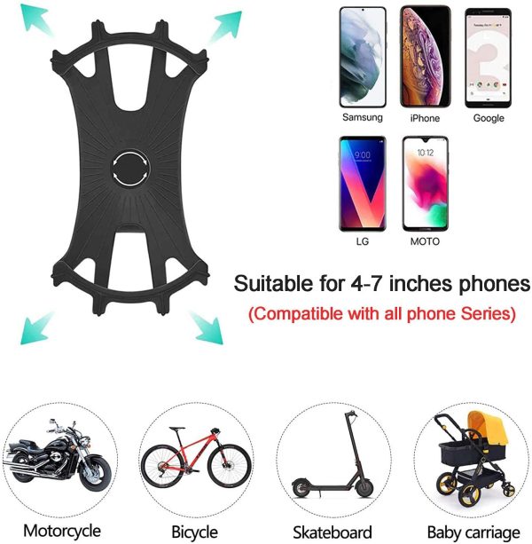 Bike Phone Mount, 360?? Rotatable Bicycle Phone Holder Motorcycle GPS Units Holder, Bike Accessories Handlebar Mount, Compatible with iPhone 12 Pro Max/11 Pro Max/XR/XS, Samsung S21/S20/S10, All 4.0"- 7" Phones (Black) - Image 6