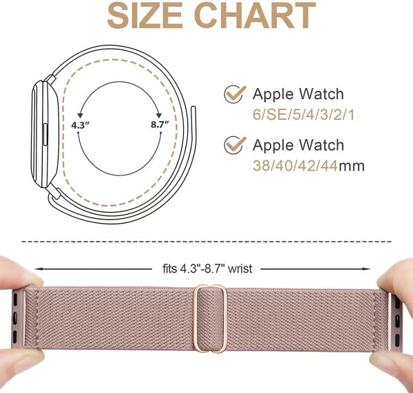 Stretchy Nylon Solo Loop Bands Compatible with Apple Watch 38mm 40mm 41mm 42mm 44mm 45mm, Adjustable Braided Sport Elastic Straps Women Men Wristbands for iWatch Series 7/6/5/4/3/2/1/SE, 2 Packs - Image 6