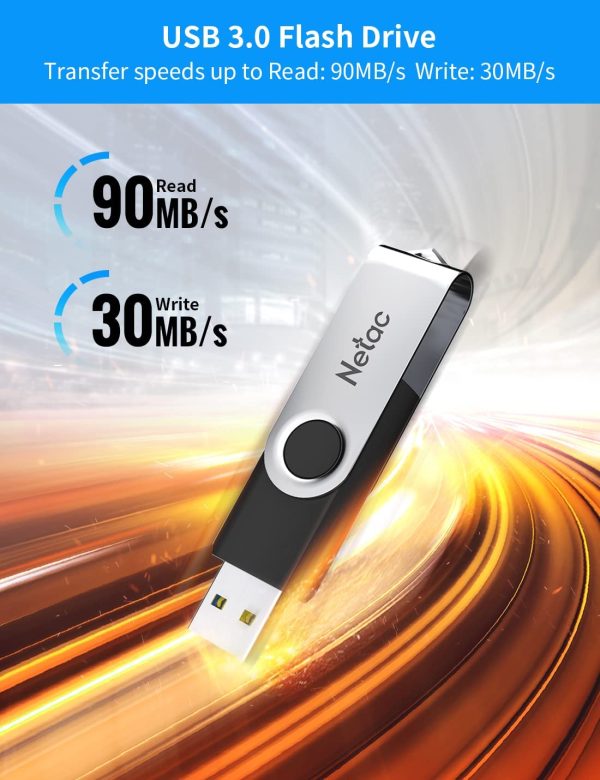 64GB USB Stick USB 3.0 Flash Drive, Up to 90MB/s, Thumb Drive for Data Storage, Pen Drive with Swivel Design, Memory Stick for External Storage Data/Computer/PC/Laptop/Sound