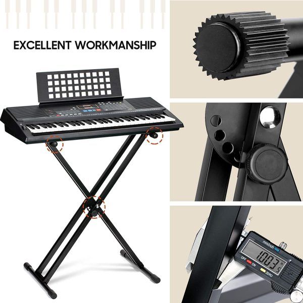 Adjustable X Style Piano Keyboard Heavy Duty Premium Stand/Padded Keyboard Bench (Double-Braced X Style Keyboard)