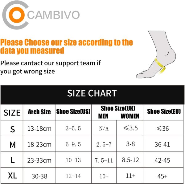 Cambivo Plantar Fasciitis Socks (2 Pairs) Ankle Support Sleeve with Arch Support for Men and Women, Brace for Plantar Fasciitis Pain Relief, Foot Pain, Heel Pain, Arch Pain, Swelling, Injury Recovery, Achilles Tendon, Running, Hiking, Tennis(Black, Small) - Image 2