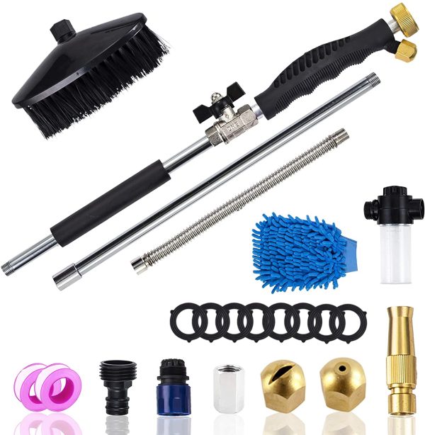 Hydrojet High Pressure Washer Wand for Garden Hose - Pressure Washer Gun Watering Sprayer with 3 Nozzles, Soap Dispenser, Wash Brush Car Washing Outdoor Garden Patio Cleaning