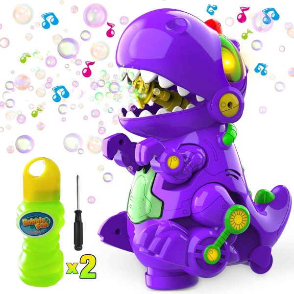 Bubble Machine for Kids, Automatic Dinosaur Bubble Blower, Walk & Stay Still Two Settings, Music & Light, Bump N Go Feature, Portable Bubble Maker Toys , Two Bottles of Bubble Solution & Screwdriver - Image 2