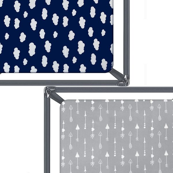 Biloban Pack N Play Sheet Fitted Cosco Funsport/Graco Playard Well 2 Pack ( 39 x 27in ), Portable Playard | Mini Crib Sheets, Ultra Soft Microfiber Pack N Play Sheets, Navy Cloud & Grey Arrowhead, Preshrunk - Image 4