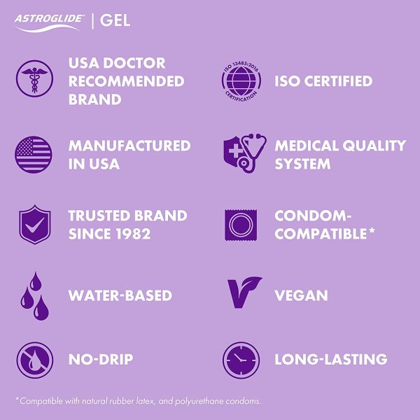 ASTROGLIDE Gel, Water-Based Lubricant Sex Gel for Couples, Men and Women (4 oz.) | Stay-Put Personal Lubricant | Long-Lasting Sex Lube | Condom Compatible | Made in The USA - Image 4