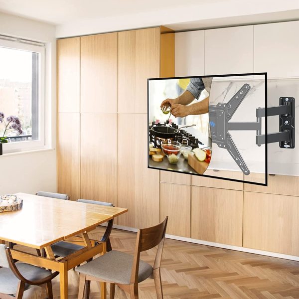 UL Listed TV Mount for Most 26-55 Inch TVs, Full Motion TV Wall Mount with Perfect Center Design on Single Stud Articulating Mount Max VESA 400x400mm up to 77 LBS, MD2413-MX - Image 2