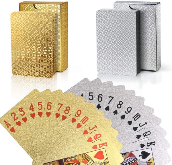 Joyoldelf 2 Decks of Playing Cards, 24K Foil Waterproof Poker with Gift Box ??Classic Magic Tricks Tool for Party and Game - Image 5