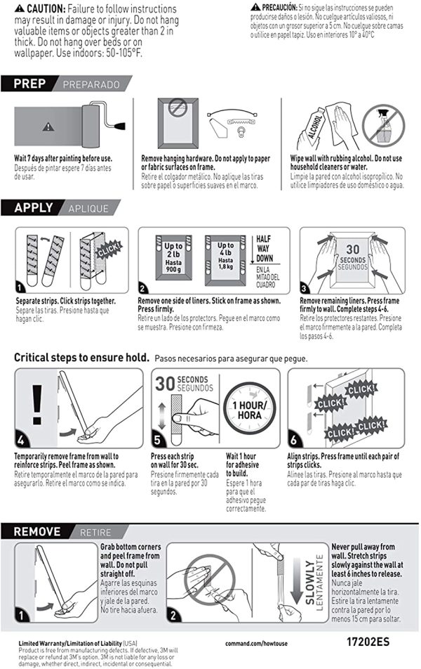 Small Picture Hanging Strips, 18 Pairs, White - PH202-18NA - Image 3