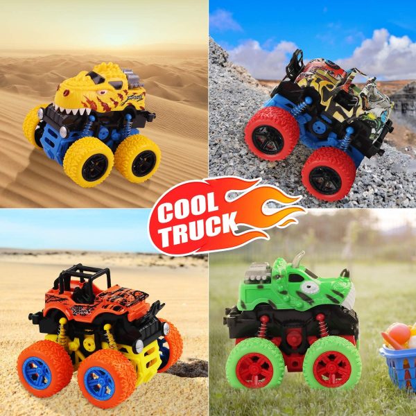 LENNYSTONE Dinosaur Cars Toys for Boys, Girls Friction Powered Monster Truck Push and Go Vehicles Toys for Toddlers, Christmas Birthday Party Gift for Kids Age 3 4 5 6 7 8 Year Old - Image 5