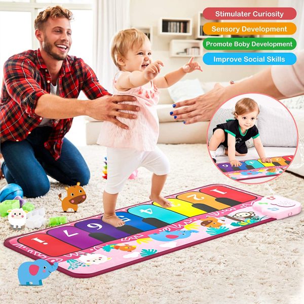 Piano Mat Kids Toys, Musical Piano Keyboard Dance Mat Early Educational Toys for Baby Girls Boys Toddlers